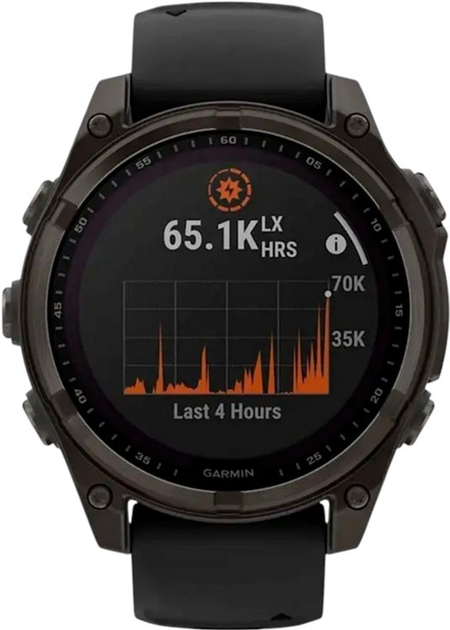 Smartwatch Garmin fenix 8 47mm Solar Sapphire Carbon Grey DLC titanium with Black and Pebble Grey Silicone Band (010-02906-11) - obraz 3