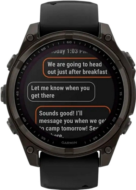 Smartwatch Garmin fenix 8 47mm Solar Sapphire Carbon Grey DLC titanium with Black and Pebble Grey Silicone Band (010-02906-11) - obraz 6