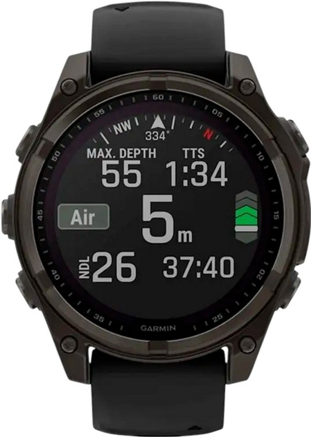 Smartwatch Garmin fenix 8 47mm Solar Sapphire Carbon Grey DLC titanium with Black and Pebble Grey Silicone Band (010-02906-11) - obraz 10