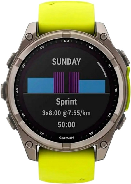 Smartwatch Garmin fenix 8 47mm Solar Sapphire Titanium with Amp Yellow and Graphite Silicone Band (010-02906-21) - obraz 2