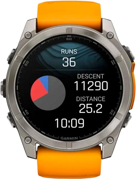 Smartwatch Garmin fenix 8 51mm AMOLED Sapphire Titanium with Spark Orange and Graphite Silicone Band (010-02905-11) - obraz 5