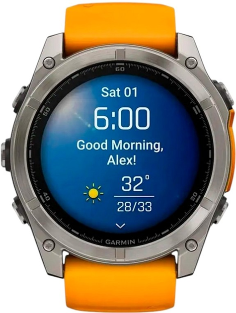 Smartwatch Garmin fenix 8 51mm AMOLED Sapphire Titanium with Spark Orange and Graphite Silicone Band (010-02905-11) - obraz 7