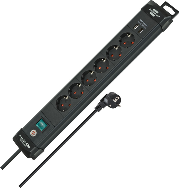Подовжувач Brennenstuhl Premium-Line 2 USB, 6 розеток 3 м (1951160602) - зображення 2