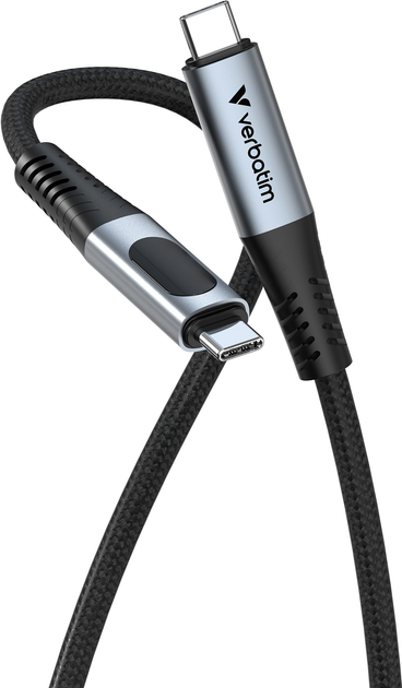 Кабель Verbatim Sync & Charge with Display 100W USB-C - USB-C 1.2 м Black (0023942318484) - зображення 2