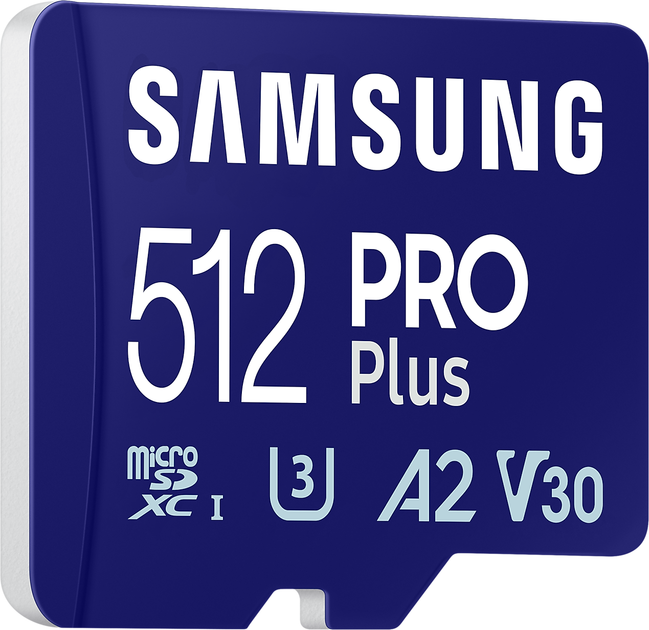 Карта памяти Samsung PRO Plus microSDXC 512GB UHS-I U3 V30 + SD-адаптер (MB-MD512SA/EU) - Фото 5 Карта памяти Samsung PRO Plus microSDXC 512GB UHS-I U3 V30 + SD-адаптер (MB-MD512SA/EU) - изображение 5