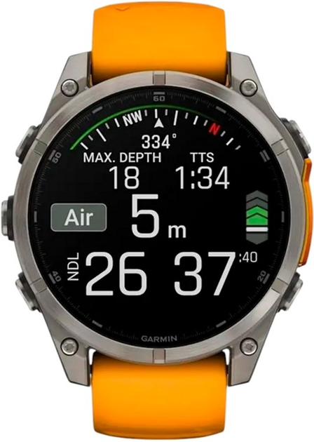 Смарт-годинник Garmin fenix 8 47mm AMOLED Sapphire Titanium with a spark Orange and Graphite Silicone Band (010-02904-11) - зображення 3