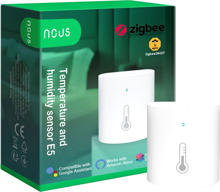 Inteligentny czujnik temperatury Nous E5 ZigBee White (5907772033890) - obraz 1
