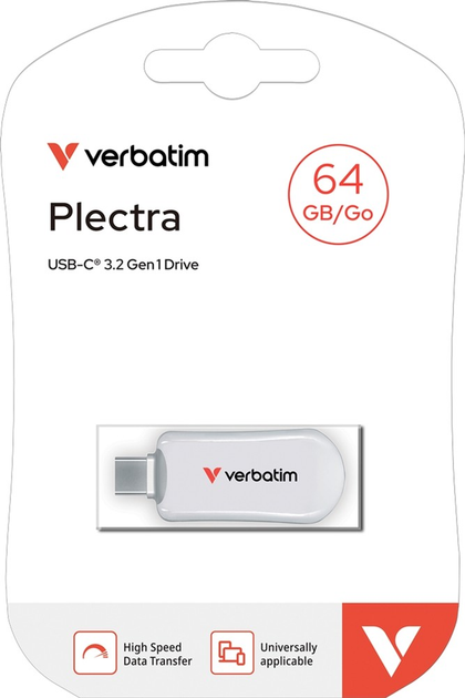 Pendrive Verbatim Plectra 64GB USB Type-C White (0023942302285) - obraz 4