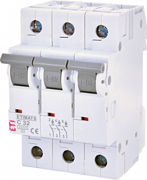 Wyłącznik automatyczny ETI ETIMAT 6 3p C 32 A 6 kA (2145519) - obraz 1