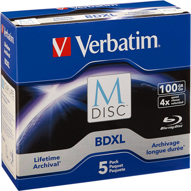 Оптичний диск Verbatim M-Disc BD-R XL 100 GB 4x Jewel Printable 5 шт. (023942438342) - зображення 2