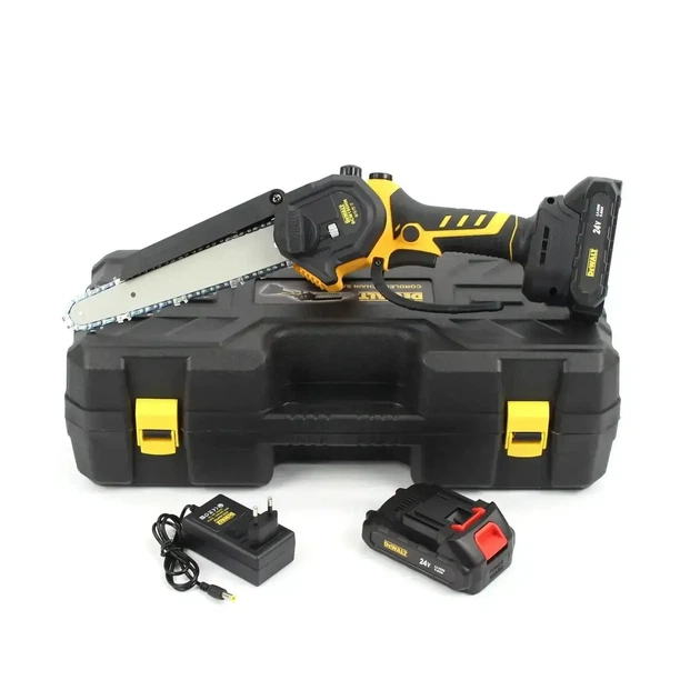 Аккумуляторная мини-пила DeWalt DCM190HN (24V, 5Ah, шина 20 см) щеточный двигатель, подкачка смазки, безключовая натяжка - изображение 9