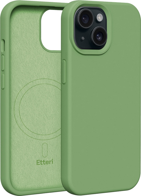 Etui plecki Etteri Silicone Mag do Apple iPhone 15 6.1 Light green (GSM185972) - obraz 1