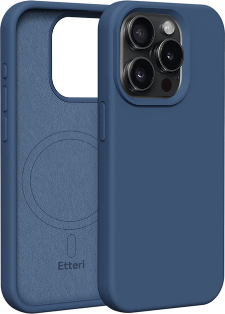 Etui plecki Etteri Silicone Mag do Apple iPhone 15 Pro 6.1 Dark blue (GSM185964) - obraz 1