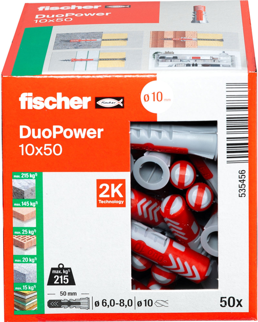 Дюбель Fischer DuoPower 10 х 50 мм 50 шт. (535456) - зображення 3