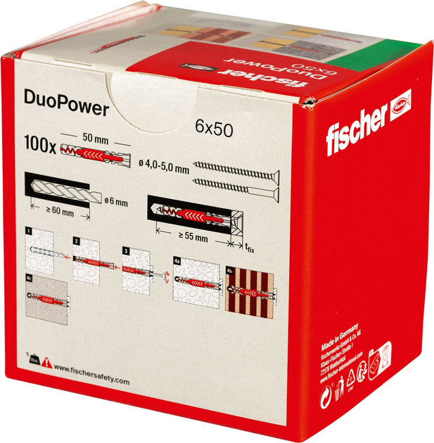 Дюбель Fischer DuoPower 6 х 50 мм 100 шт. (4048962262179) - зображення 3