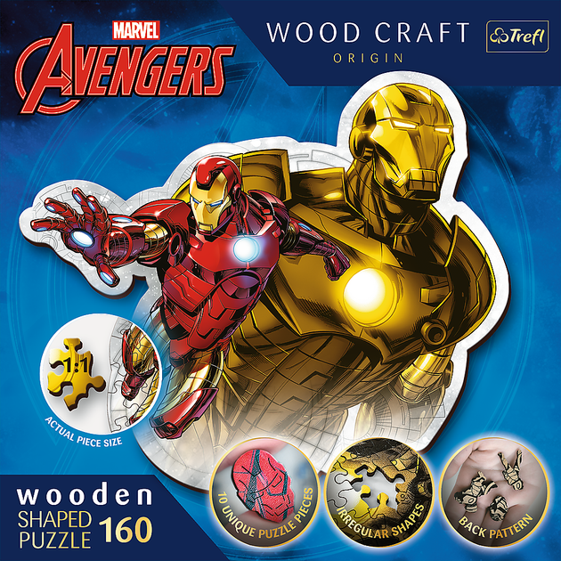 Пазл Trefl Wooden Marvel The Avengers Відважна залізна людина 160 елементів (5900511201833) - зображення 3