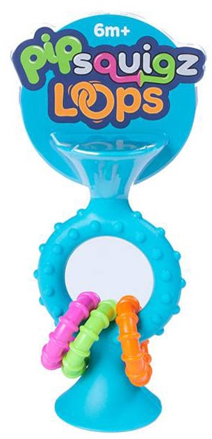 Grzechotka-gryzak Fat Brain Toys Pipsquigz Loops przyssawka sensoryczna 3+ m Niebieska (FA165-2) - obraz 1