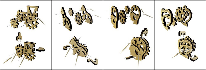 Mechaniczny puzzle 3D Ukrainian Gears Trybiki zestaw 4 szt. (70029) (4820184120587) - obraz 2