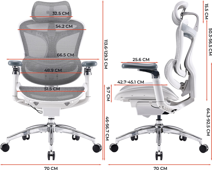 Fotel biurowy SIHOO DORO C300 Pro Mesh White (DORO-C300-PRO-M102) - obraz 7