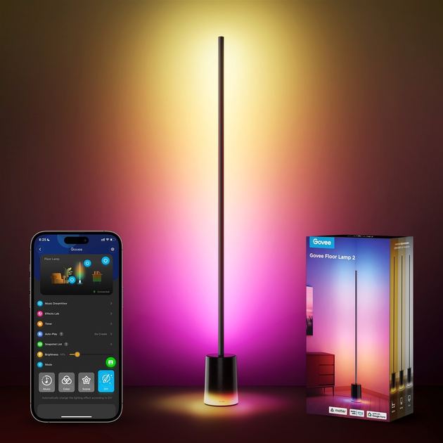 Inteligentna lampa stojąca Govee H607C Floor Lamp 2, 1725Lm, RGBICWW, WI-FI/Bluetooth Czarna (6974316999898) - obraz 9
