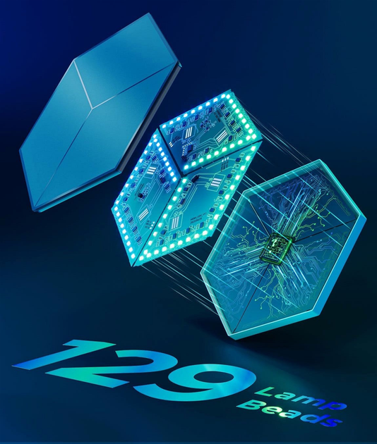 Набір настінних світильників Govee H606A Glide Hexagon Light, 7, RGBIC, WI-FI/Bluetooth Білий (6974316998662) - зображення 5