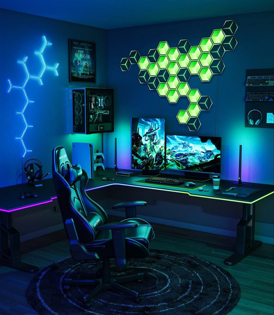 Набір настінних світильників Govee H606A Glide Hexagon Light, 7, RGBIC, WI-FI/Bluetooth Білий (6974316998662) - зображення 7