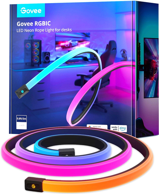 Стрічка світлодіодна розумна Govee H61C3 Neon Gaming Table Light 3 м Білий (6974316993599) - зображення 1
