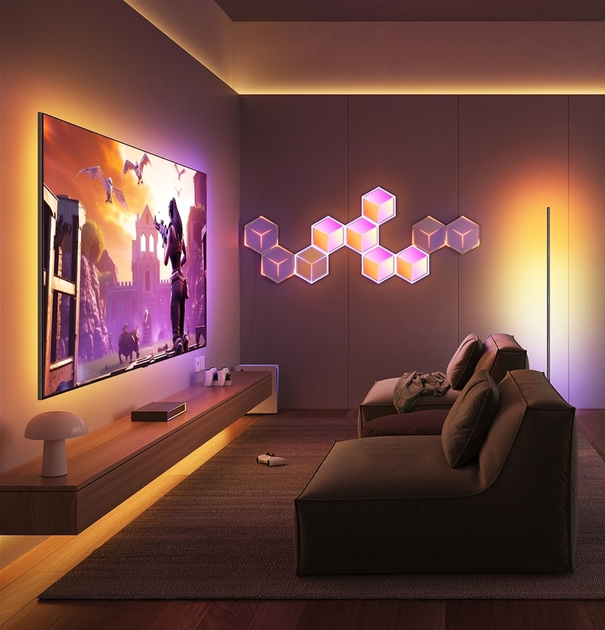 Настінний світильник Govee H106A Glide Hexagon Light Panels Ultra expansion pack, 1шт, RGBIC, WI-FI/Bluetooth Фіолетовий (6974316999287) - зображення 5