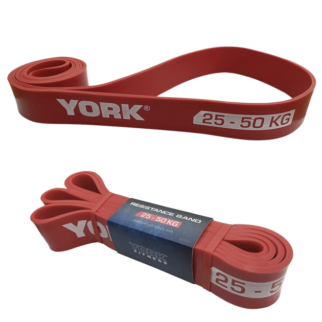 Резинка для фітнесу York 25-50кг - 2080x45x4,5 мм, червоний - зображення 5