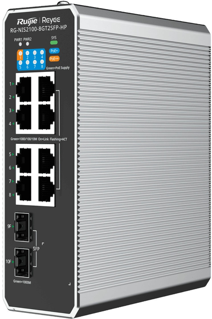 Комутатор Ruijie Reyee RG-NIS2100-8GT2SFP-HP - зображення 1
