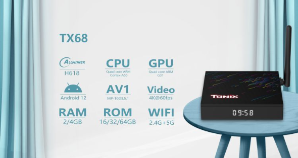 Смарт тв приставка Tanix TX68 4/32 H618 Android 12 wifi 5ГГц - Фото 4 Смарт тв приставка Tanix TX68 4/32 H618 Android 12 wifi 5ГГц - зображення 4