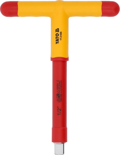 Izolowana rękojeść typu T YATO z zabierakiem 1/2 200 mm VDE (YT-21096) - obraz 1