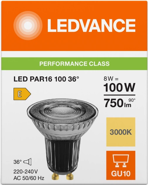 Светодиодная лампа LEDVANCE PAR16 8W 750Lm 3000K GU10 DIM (4099854456473) - изображение 4
