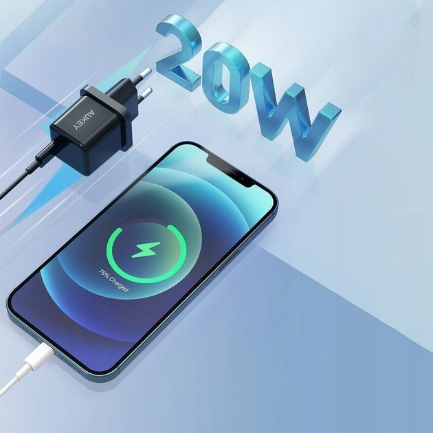Мережевий зарядний пристрій AUKEY PA-F5 USB-C mini, PowerDelivery 20W Black (689323785742) - зображення 2