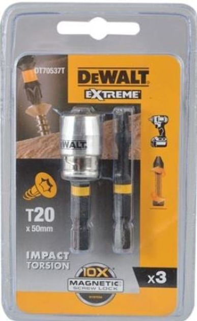 Набір біт DeWalt 2 x T20 50 мм + тримач DT70537T-QZ (5035048088517) - зображення 2