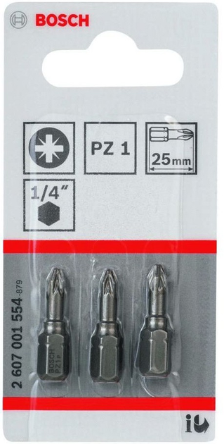 Zestaw bitow Bosch PZ1 x 25 mm 3 szt (3165140300803) - obraz 1