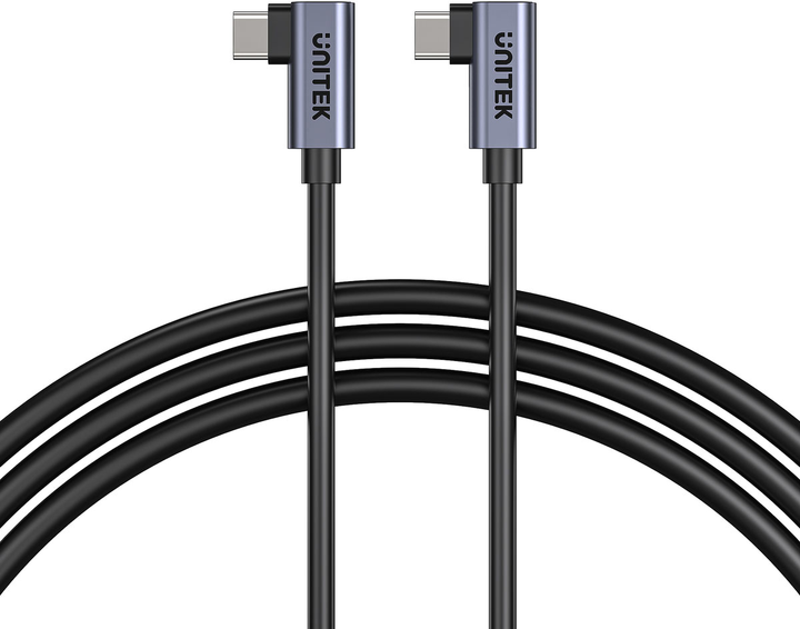 Kabel Unitek USB-C PD 100W Dual 90 Degree 0.5 m Black (C14147ABK01-0.5M) - obraz 5