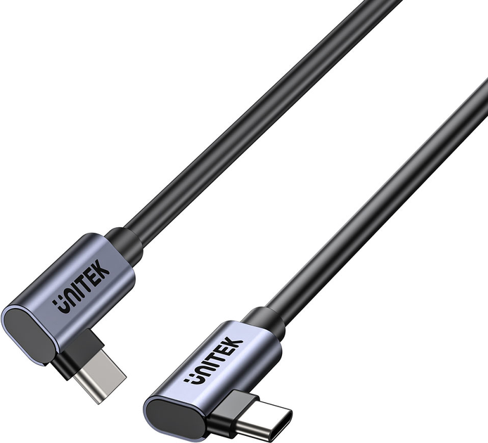 Kabel Unitek USB-C PD 100W Dual 90 Degree 1 m Black (C14147ABK01-1M) - obraz 2