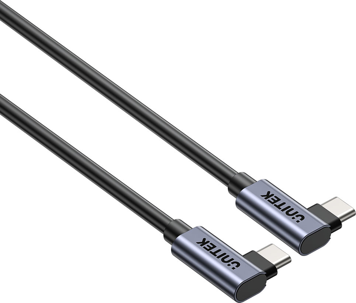 Kabel Unitek USB-C PD 100W Dual 90 Degree 1 m Black (C14147ABK01-1M) - obraz 4