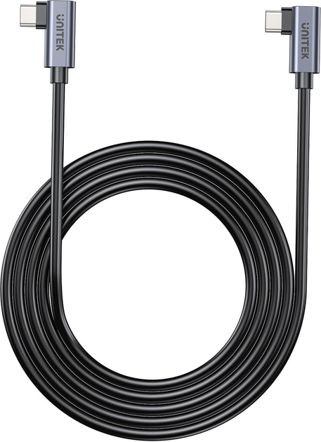 Kabel Unitek USB-C PD 100W Dual 90 Degree 1 m Black (C14147ABK01-1M) - obraz 6