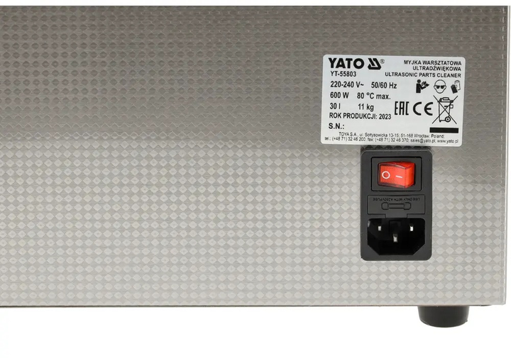 Мийка для майстерні ультразвукова YATO 600 Вт 30 л (YT-55803) - зображення 8