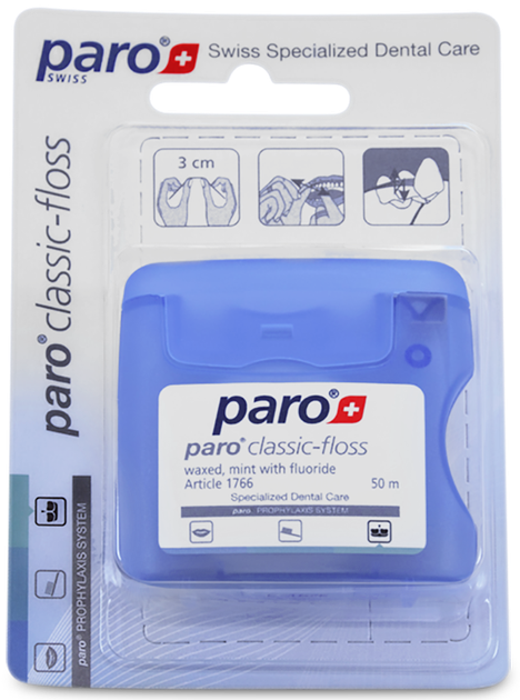 Зубна нитка Paro Swiss Classic-Floss з воском, м'ятою з фтором 50 м (7610458017661) - зображення 1