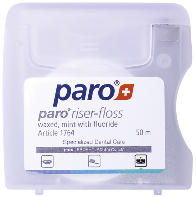 Зубна нитка Paro Swiss Riser-Floss з воском, м'ятою з фтором 50 м (7610458017647) - зображення 1