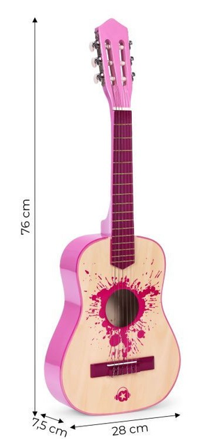 Gitara dla dzieci EcoToys klasyczna drewniana 6 strun HX18022-30 PINK (5905817004362) - obraz 6