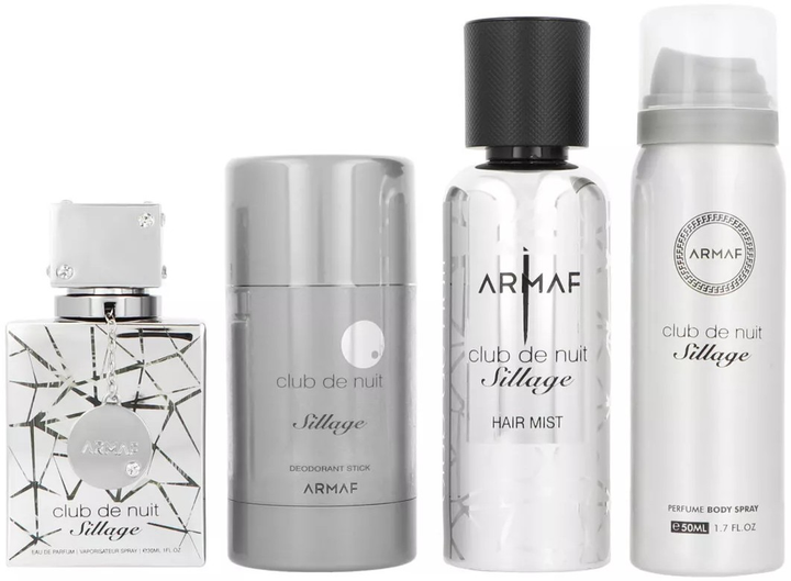 Zestaw męski Armaf Club De Nuit Sillage Man Woda perfumowana 30 ml + Spray do ciała perfumowany 50 ml + Dezodorant w sztyfcie 75 g + Mgiełka do włosów 55 ml (6294015175363) - obraz 2