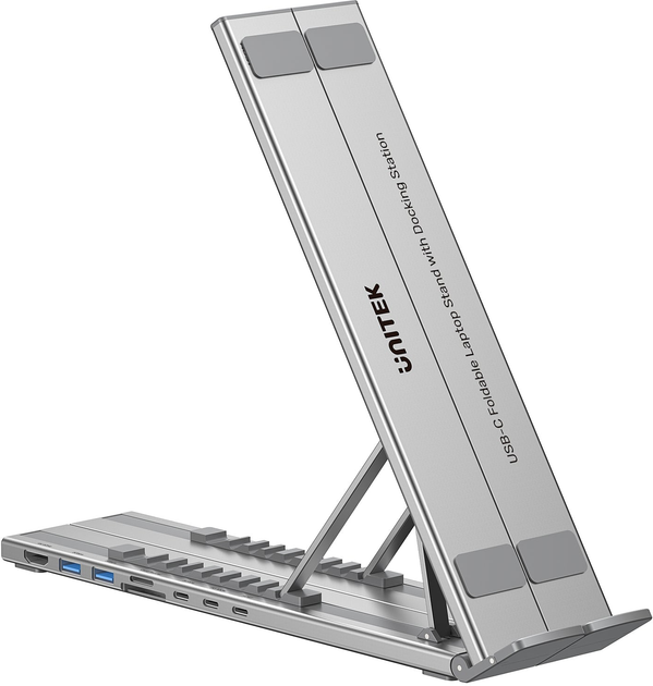 Podstawka pod laptopa Unitek USB-C with Docking Station Silver (D1137AGY01) - obraz 4
