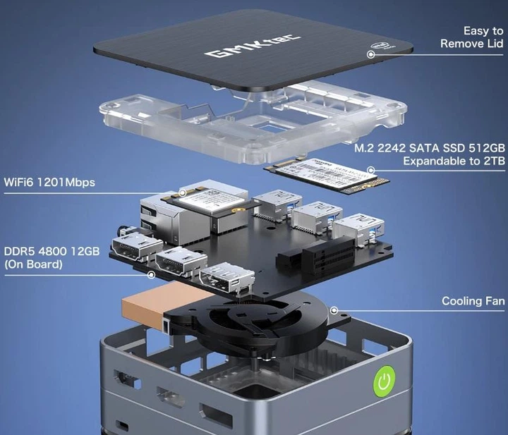 Міні-ПК GMKtec G2 12/512 ГБ, Windows 11 Pro, Intel 12-го покоління