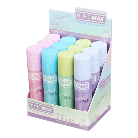 Клей-олівець 10г BUROMAX 4921 PASTEL PVP (12) /BM.4921/ - изображение 2