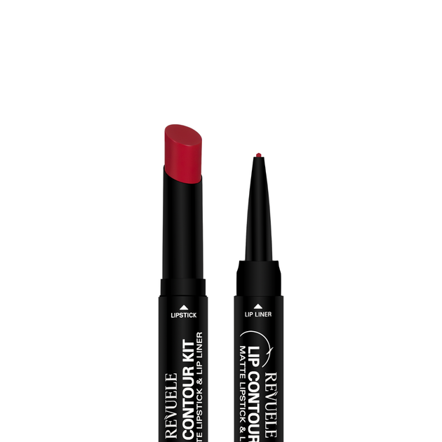 Помада матовая с карандашом для губ 2 в 1 Revuelle Lip Contour Kit тон 01 Красный, 1,8 + 0,2 г - изображение 2