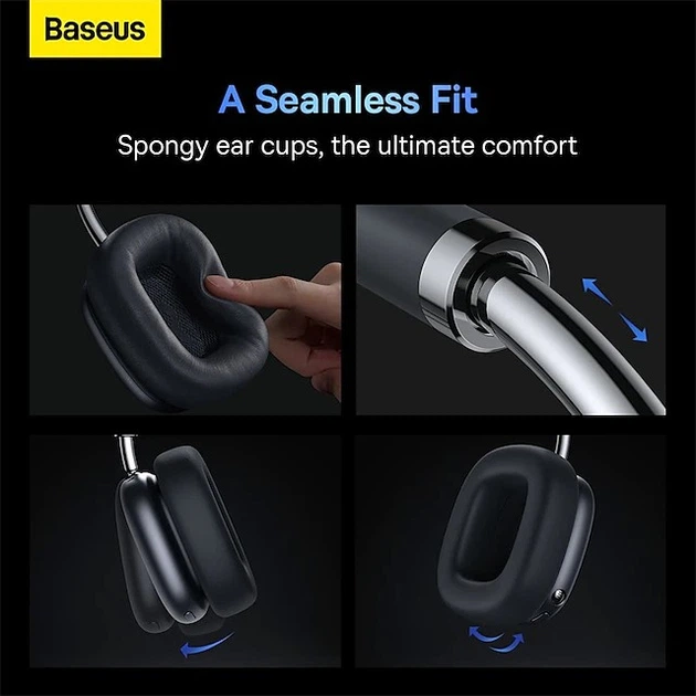 Беспроводные наушники Bluetooth гарнитура с микрофоном BASEUS Bowie H2 с активным шумоподавлением ANC BT5.2, 300mAh, 33 часов работы Grey - Фото 6 Беспроводные наушники Bluetooth гарнитура с микрофоном BASEUS Bowie H2 с активным шумоподавлением ANC BT5.2, 300mAh, 33 часов работы Grey - изображение 6